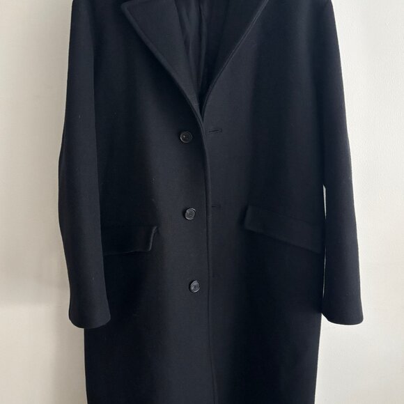 $4900 Jil Sander Black Wool Cashmere Overcoat Ulster Collar - 48/ Medium - Picture 13 of 16